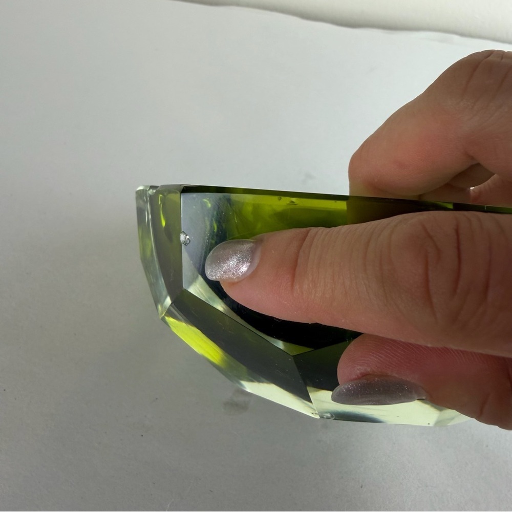 Vintage MCM 60s 70s Murano Glass Faceted Sommerso Green Ashtray - Picture 4 of 6